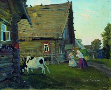 コストロマ州の小屋 1917年 ボリス・ミハイロヴィチ・クストーディエフ Oil Paintings